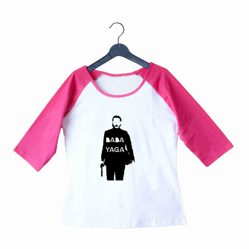 John Wick Movies Hollywood JOHN WICK BABA YAGA Custom Printed Graphic Design Raglan T-Shirt for Women